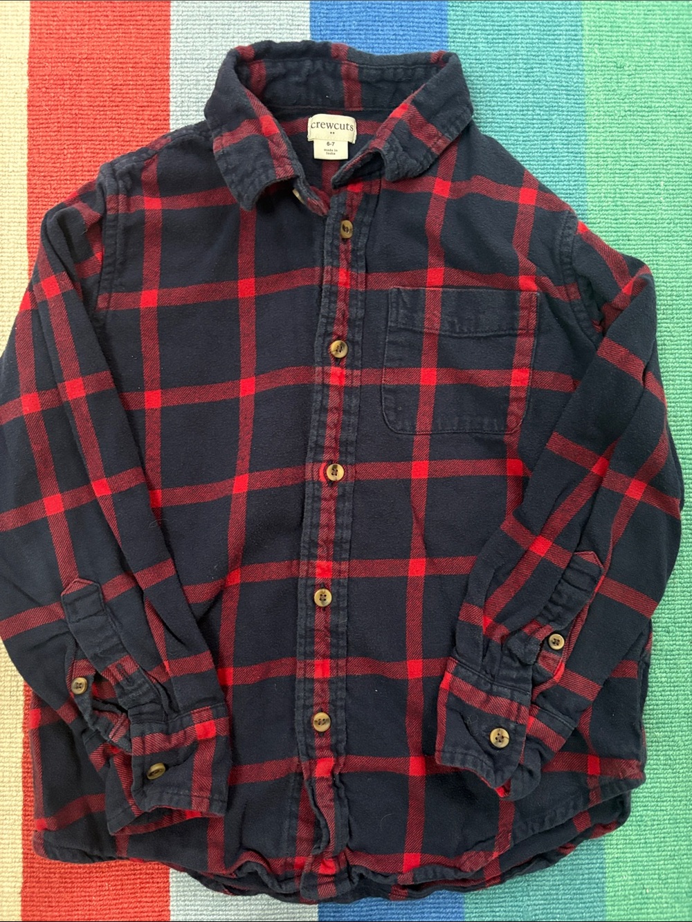 Crewcuts Red & Navy Plaid Button-Down Shirt